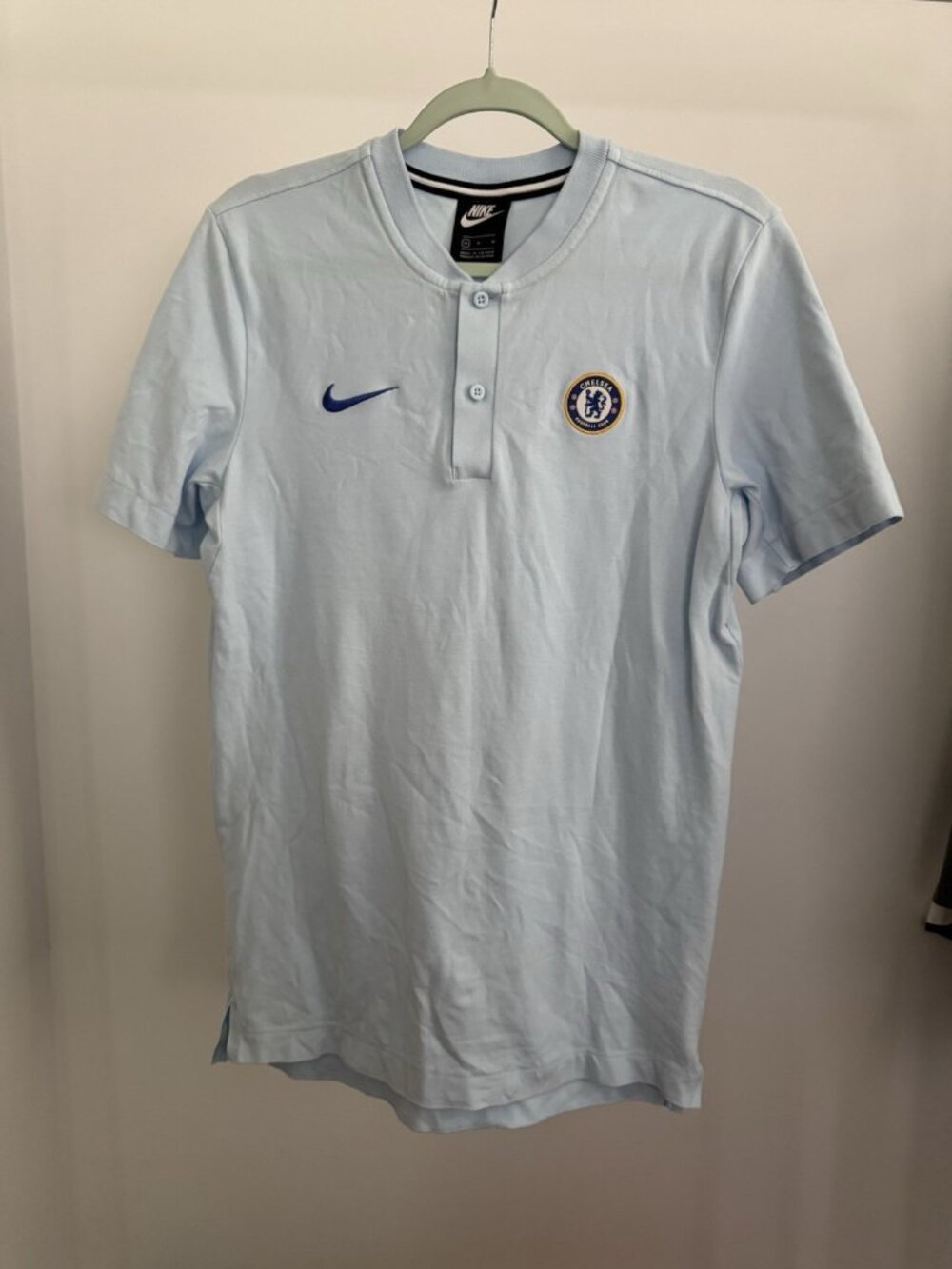 Nike Chelsea FC Football Club Mock Neck Polo Shirt Light Blue Men's Medium